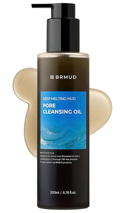 BRMUD Deep Melting Mud Pore Cleansing Oil - Gentle Makeup Remover & Facial Cleanser with Boryeong Mud, Sunflower Seed & 7 Fermented Oils - Vegan & Non-Comedogenic Korean Skincare (6.76 fl oz) Avelisse
