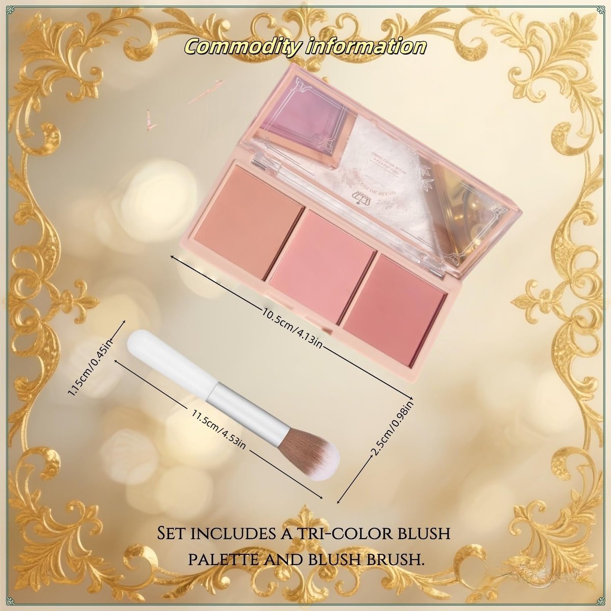 3-in-1 Matte Powder Blush Palette with Pro Brush – Versatile Face Makeup Contour Kit for All Skin Tones – Long-Lasting, Blendable Cheek Color Trio – Travel Size for Natural Beauty - görsel 3