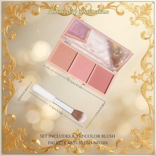 3-in-1 Matte Powder Blush Palette with Pro Brush – Versatile Face Makeup Contour Kit for All Skin Tones – Long-Lasting, Blendable Cheek Color Trio – Travel Size for Natural Beauty - görsel 4