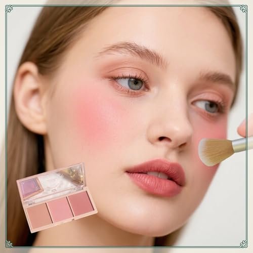 3-in-1 Matte Powder Blush Palette with Pro Brush – Versatile Face Makeup Contour Kit for All Skin Tones – Long-Lasting, Blendable Cheek Color Trio – Travel Size for Natural Beauty - görsel 12