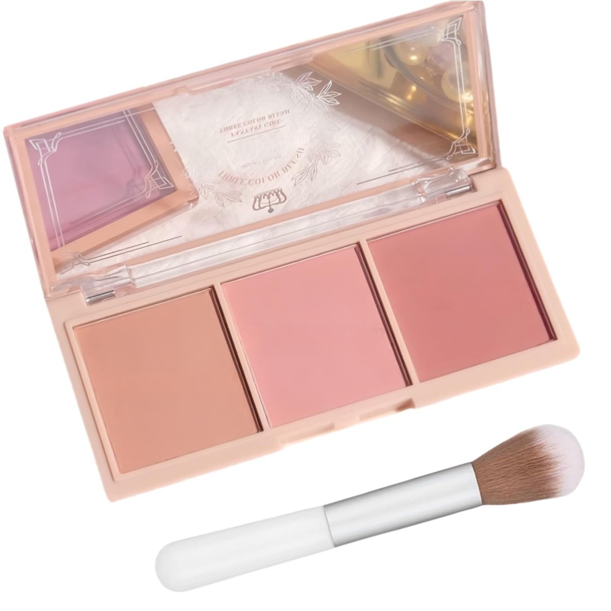 3-in-1 Matte Powder Blush Palette with Pro Brush – Versatile Face Makeup Contour Kit for All Skin Tones – Long-Lasting, Blendable Cheek Color Trio – Travel Size for Natural Beauty - görsel 1