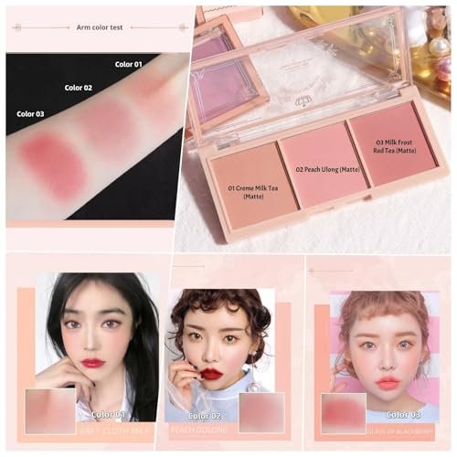 3-in-1 Matte Powder Blush Palette with Pro Brush – Versatile Face Makeup Contour Kit for All Skin Tones – Long-Lasting, Blendable Cheek Color Trio – Travel Size for Natural Beauty - görsel 8