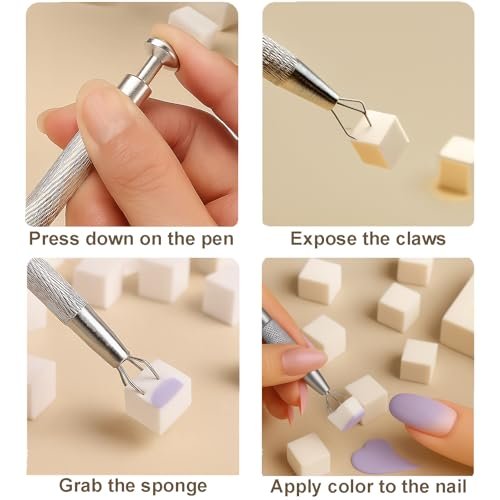 150PCS Nail Sponges for Ombre Nail Art with 1 Grab Pen – Gradient Nail Art Tool Set with Storage Case – DIY Nail Design Accessories for Salon & Home Use - görsel 10