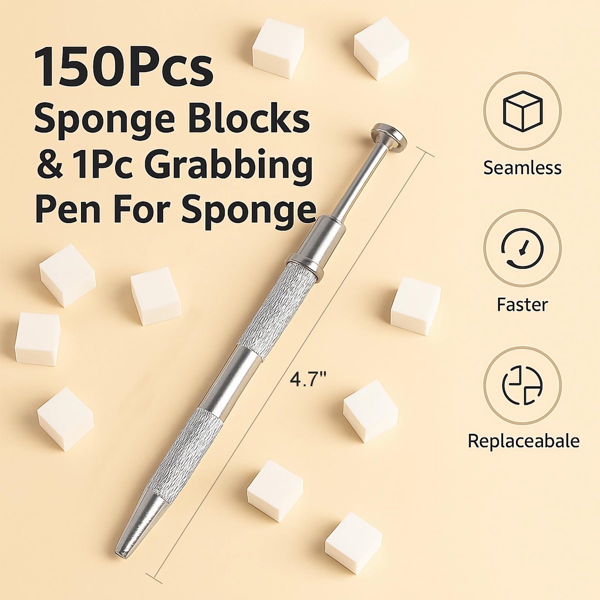150PCS Nail Sponges for Ombre Nail Art with 1 Grab Pen – Gradient Nail Art Tool Set with Storage Case – DIY Nail Design Accessories for Salon & Home Use - görsel 3