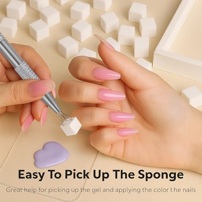 150PCS Nail Sponges for Ombre Nail Art with 1 Grab Pen – Gradient Nail Art Tool Set with Storage Case – DIY Nail Design Accessories for Salon & Home Use