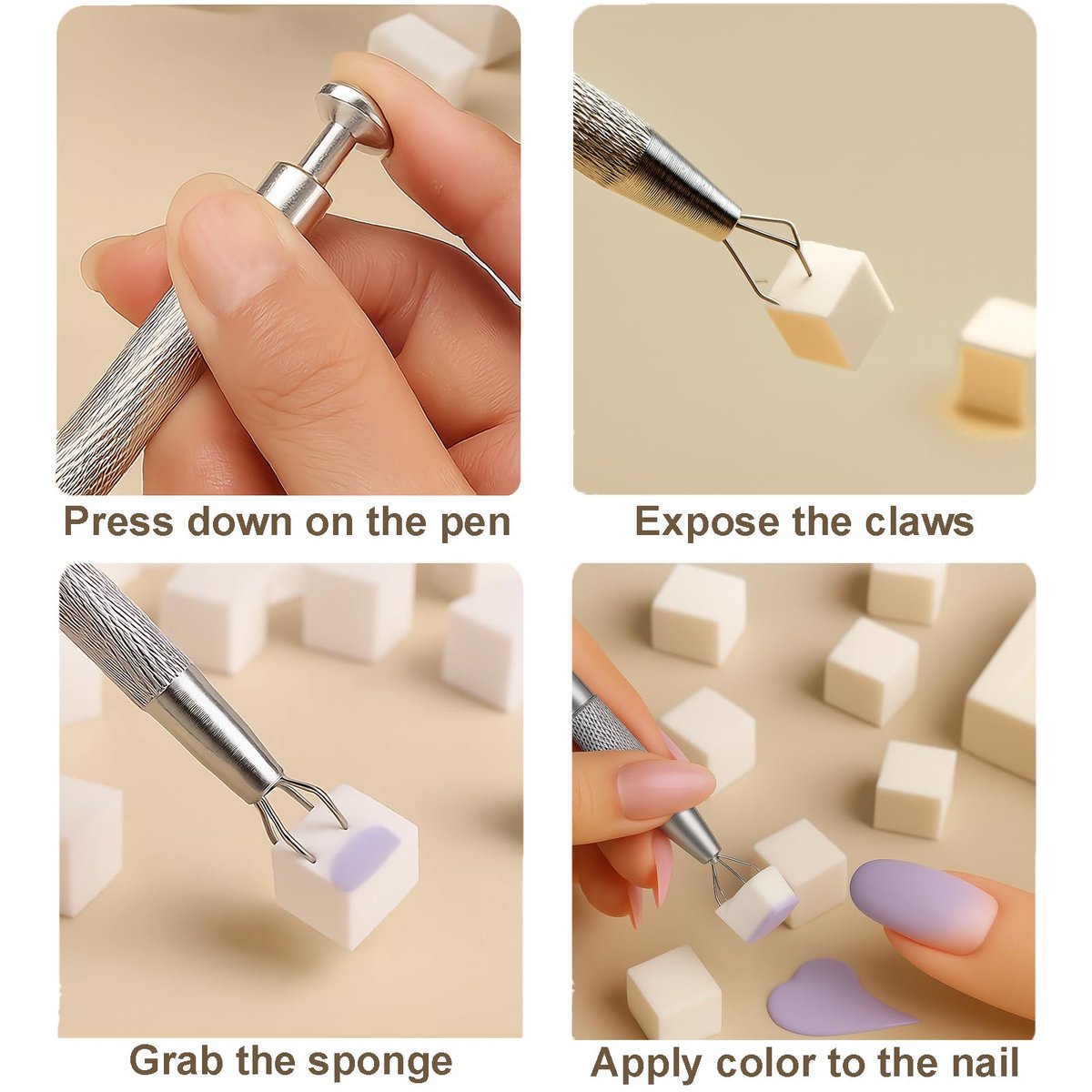 150PCS Nail Sponges for Ombre Nail Art with 1 Grab Pen – Gradient Nail Art Tool Set with Storage Case – DIY Nail Design Accessories for Salon & Home Use - görsel 9