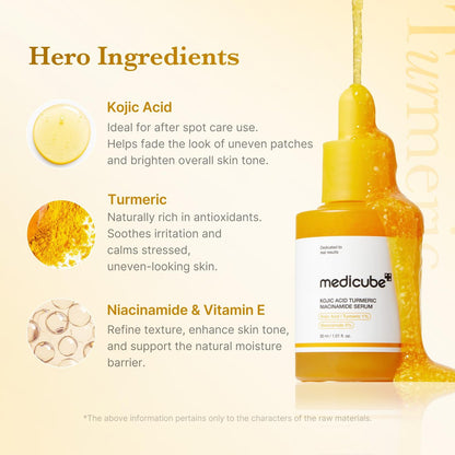Medicube Kojic Acid Turmeric Clarifying & Balancing Capsule Serum for Troubled Skin – Soothing & Brightening Facial Serum with Niacinamide & Glow Capsules for Hydration and Barrier Support, 1.01 fl.oz