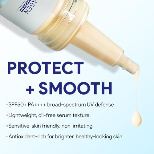 SEYOUL T-Collagen Sunscreen Serum SPF50+ – Lightweight UV Defense, No White Cast, Collagen + Stem-Cell Complex for Sensitive Skin (4 Bottles) Avelisse