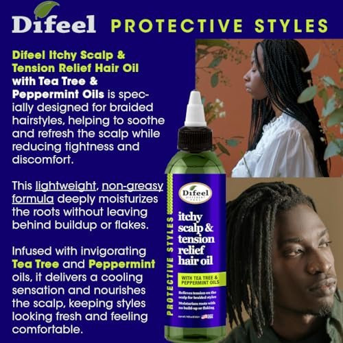 Difeel Itchy Scalp & Tension Relief Hair Oil with Tea Tree & Peppermint Oils for Braided Styles 8 oz - görsel 8
