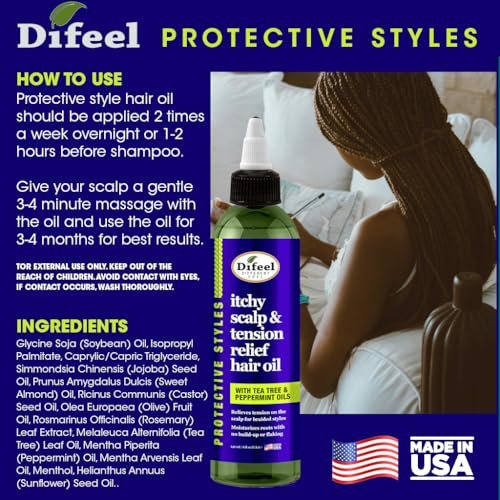 Difeel Itchy Scalp & Tension Relief Hair Oil with Tea Tree & Peppermint Oils for Braided Styles 8 oz - görsel 12