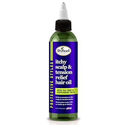 Difeel Itchy Scalp & Tension Relief Hair Oil with Tea Tree & Peppermint Oils for Braided Styles 8 oz