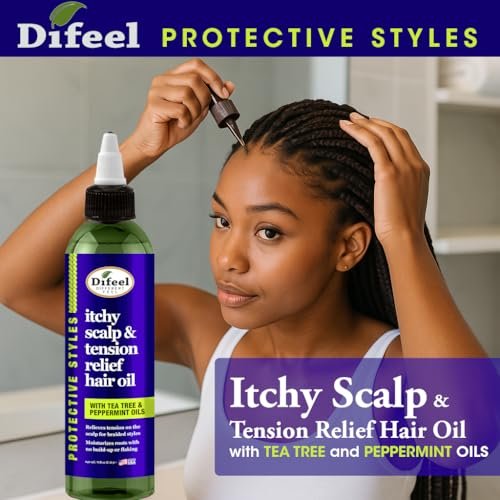 Difeel Itchy Scalp & Tension Relief Hair Oil with Tea Tree & Peppermint Oils for Braided Styles 8 oz - görsel 6
