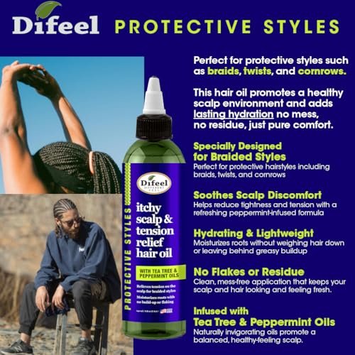 Difeel Itchy Scalp & Tension Relief Hair Oil with Tea Tree & Peppermint Oils for Braided Styles 8 oz - görsel 10