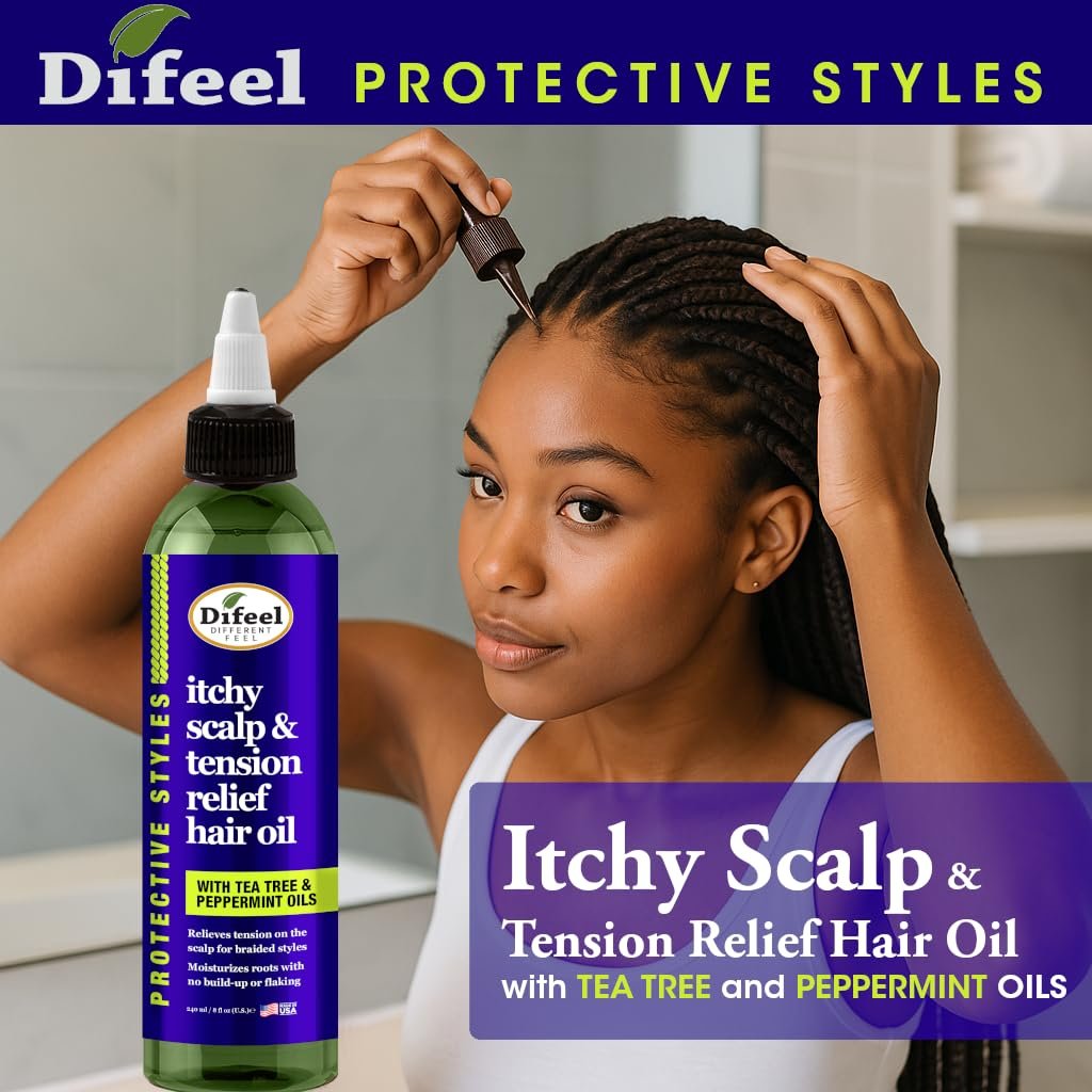 Difeel Itchy Scalp & Tension Relief Hair Oil with Tea Tree & Peppermint Oils for Braided Styles 8 oz - görsel 5