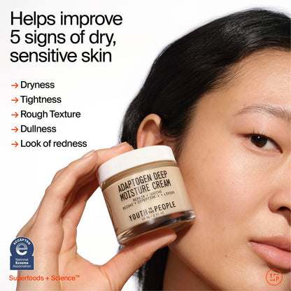 Youth To The People Adaptogen Repairing Face Moisturizer - Peptides for Sensitive + Dry Skin, 24 HR Hydration, Reduces Redness + Soothes Skin Barrier, Non-Comedogenic, Fragrance-Free - 2 fl oz Avelisse