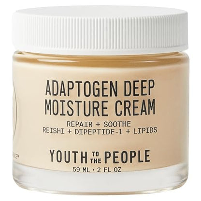 Youth To The People Adaptogen Repairing Face Moisturizer - Peptides for Sensitive + Dry Skin, 24 HR Hydration, Reduces Redness + Soothes Skin Barrier, Non-Comedogenic, Fragrance-Free - 2 fl oz Avelisse