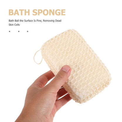 PartyKindom Natural Jute Bath Sponge – Exfoliating Shower Scrubber for Body Cleansing, 1-Pack, Beige
