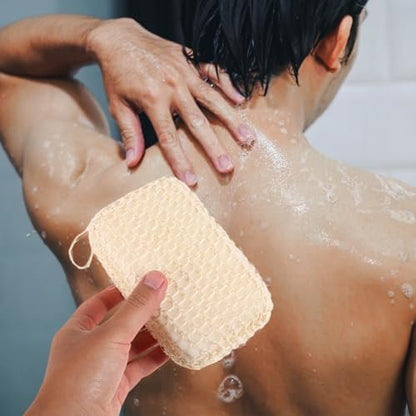 PartyKindom Natural Jute Bath Sponge – Exfoliating Shower Scrubber for Body Cleansing, 1-Pack, Beige