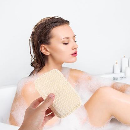 PartyKindom Natural Jute Bath Sponge – Exfoliating Shower Scrubber for Body Cleansing, 1-Pack, Beige