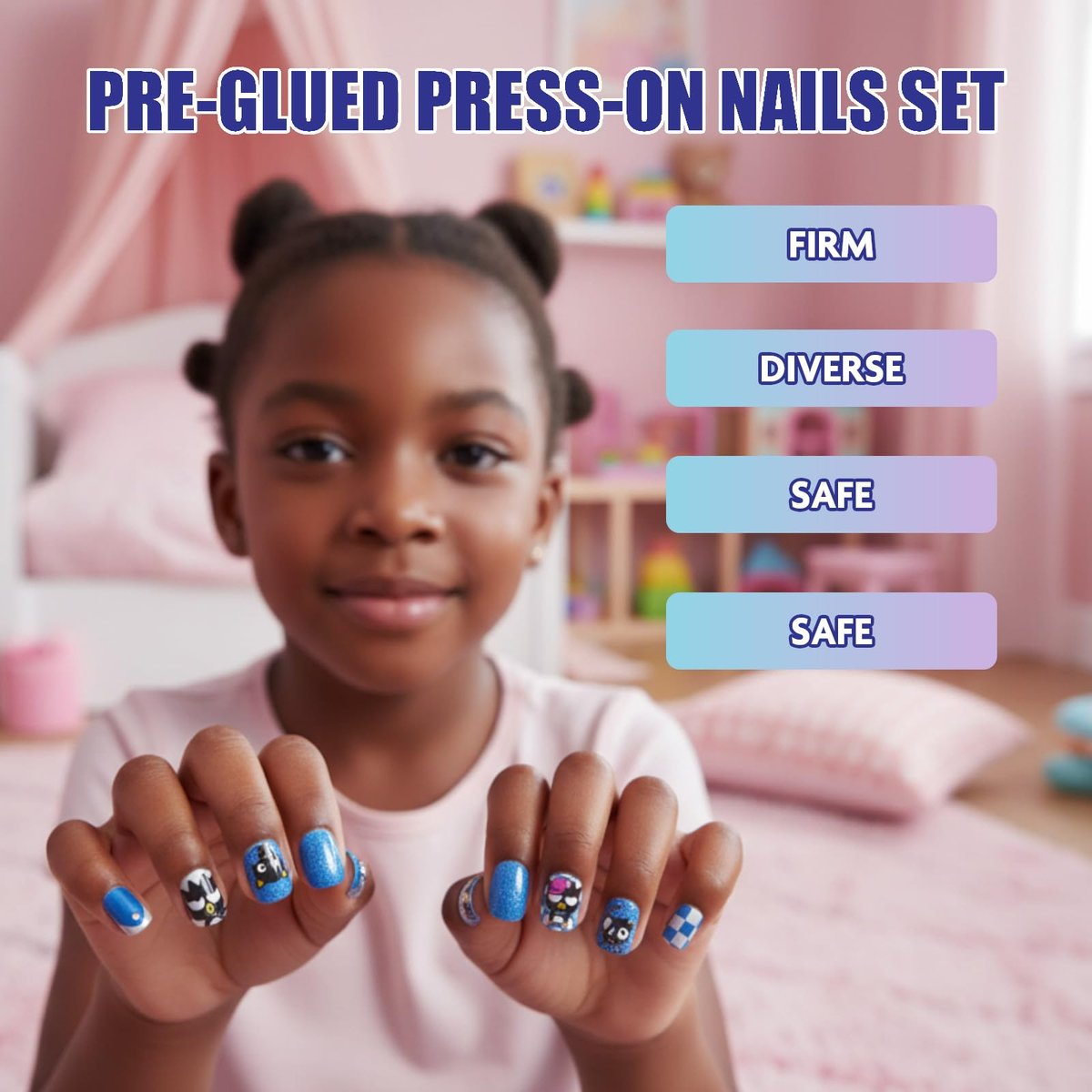 Hello Kitty and Friends 84 Pcs Glitter-Glamup & Metallic Press-On Nails Set for Kids, Girls, Tweens Ages 6+ by Townley Girl - görsel 8
