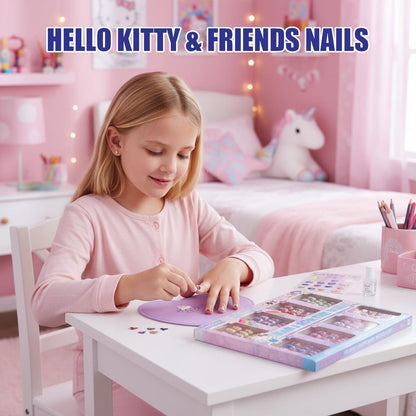 Hello Kitty and Friends 84 Pcs Glitter-Glamup & Metallic Press-On Nails Set for Kids, Girls, Tweens Ages 6+ by Townley Girl