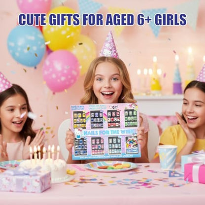 Hello Kitty and Friends 84 Pcs Glitter-Glamup & Metallic Press-On Nails Set for Kids, Girls, Tweens Ages 6+ by Townley Girl
