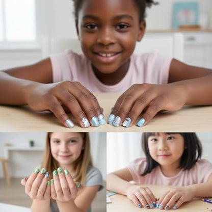 Hello Kitty and Friends 84 Pcs Glitter-Glamup & Metallic Press-On Nails Set for Kids, Girls, Tweens Ages 6+ by Townley Girl