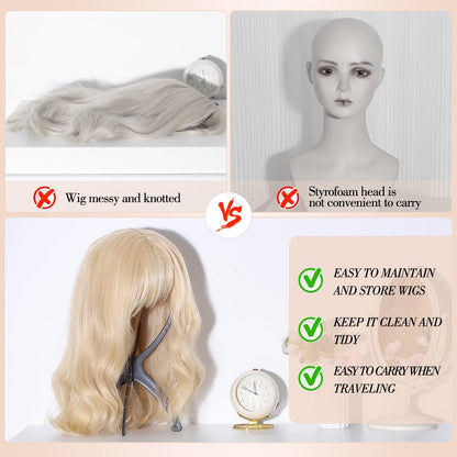 Wig Stand and Wig Brush Comb Set – Wig Holder Comb Cap for Human and Synthetic Hair