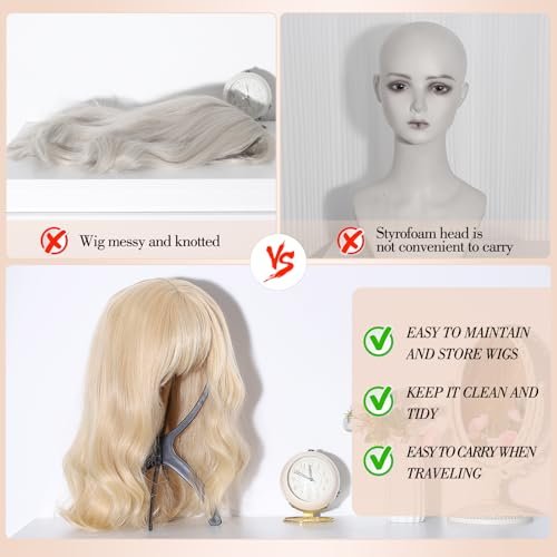 Wig Stand and Wig Brush Comb Set – Wig Holder Comb Cap for Human and Synthetic Hair - görsel 12