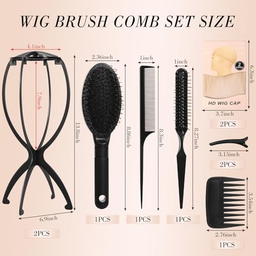 Wig Stand and Wig Brush Comb Set – Wig Holder Comb Cap for Human and Synthetic Hair - görsel 4