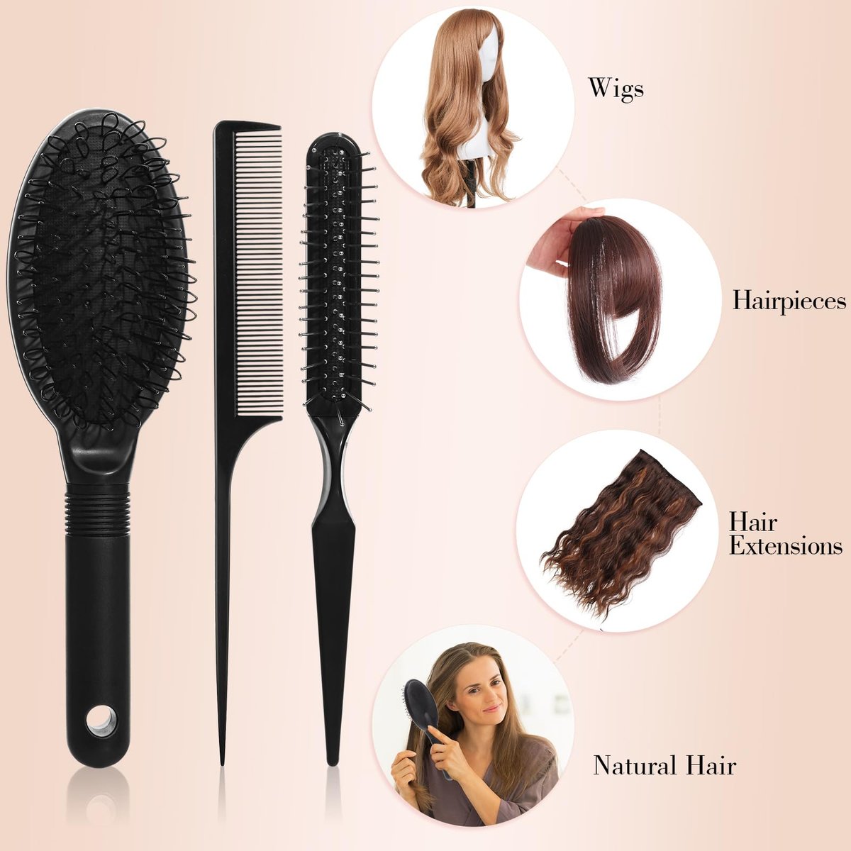 Wig Stand and Wig Brush Comb Set – Wig Holder Comb Cap for Human and Synthetic Hair - görsel 9