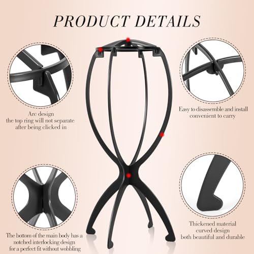 Wig Stand and Wig Brush Comb Set – Wig Holder Comb Cap for Human and Synthetic Hair - görsel 8