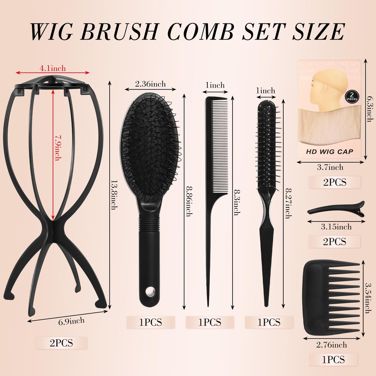 Wig Stand and Wig Brush Comb Set – Wig Holder Comb Cap for Human and Synthetic Hair - görsel 3
