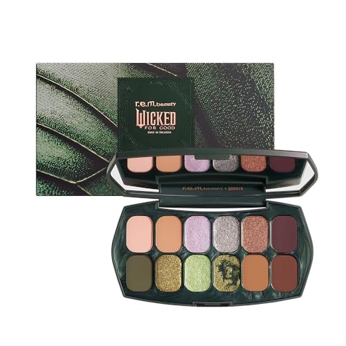 r.e.m. beauty by Ariana Grande Wicked: For Good | Ozian Forest Eyeshadow Palette | 12 Highly Pigmented Shades | Matte, Duo-Chrome, Shimmer & Glitter Avelisse
