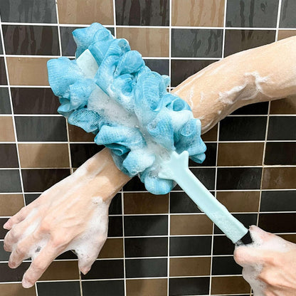 2 Pack Back Scrubber for Shower - Anti-Slip Long Handle Bath Body Brush, Loofah with Handle, Soft Mesh Sponge for Women, Men, Elderly (Blue)
