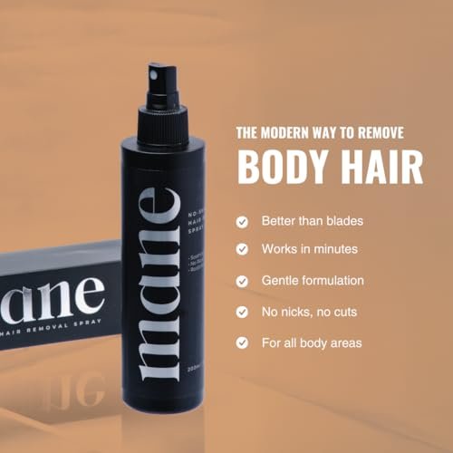 Superior Mane Hair Removal Spray for Men – Painless No Shave Depilatory Spray for Chest, Back, Legs, Arms & Groin – Fast Acting Body Hair Remover for Sensitive Skin, Smooth Results (5 Fl Oz) Avelisse