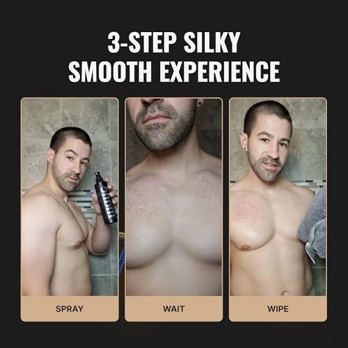 Superior Mane Hair Removal Spray for Men – Painless No Shave Depilatory Spray for Chest, Back, Legs, Arms & Groin – Fast Acting Body Hair Remover for Sensitive Skin, Smooth Results (5 Fl Oz) Avelisse