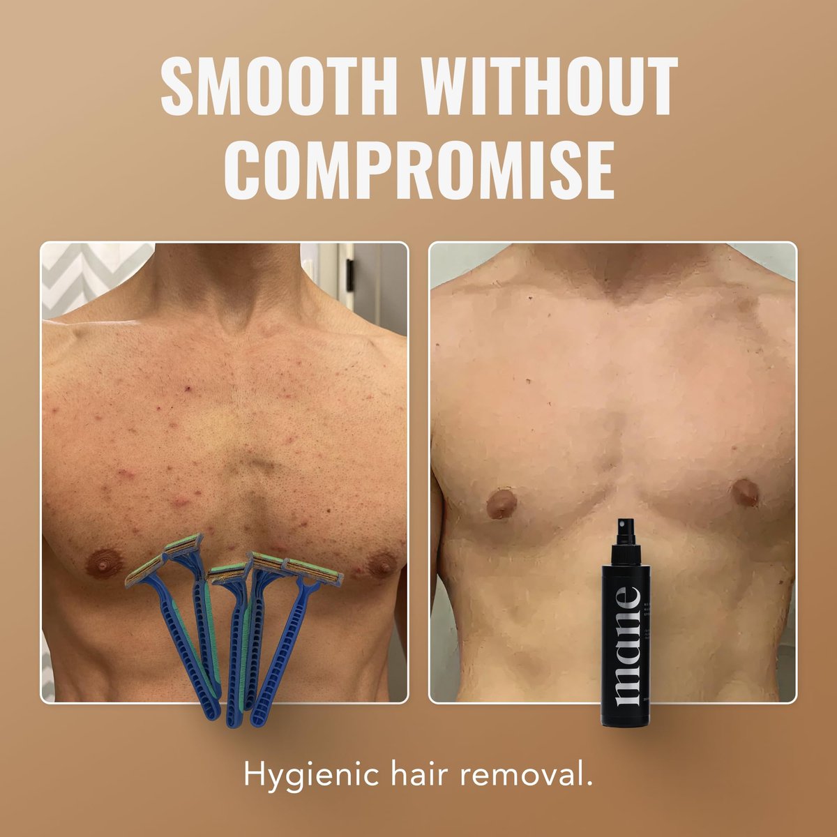 Superior Mane Hair Removal Spray for Men – Painless No Shave Depilatory Spray for Chest, Back, Legs, Arms & Groin – Fast Acting Body Hair Remover for Sensitive Skin, Smooth Results (5 Fl Oz) Avelisse