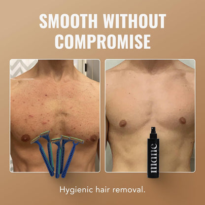 Superior Mane Hair Removal Spray for Men – Painless No Shave Depilatory Spray for Chest, Back, Legs, Arms & Groin – Fast Acting Body Hair Remover for Sensitive Skin, Smooth Results (5 Fl Oz) Avelisse