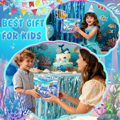 Toylink Ocean Bath Bombs for Kids with Toys Inside - 12 Pack Shell Bath Bombs with Surprise Sea Animal Toys - Handmade Bubble Bath Fizzies for Boys Girls - Birthday Christmas Gift Set Avelisse