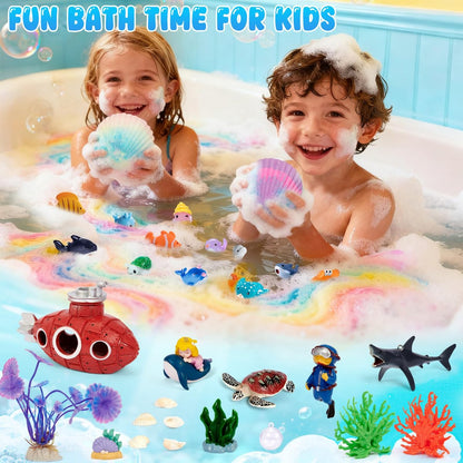 Toylink Ocean Bath Bombs for Kids with Toys Inside - 12 Pack Shell Bath Bombs with Surprise Sea Animal Toys - Handmade Bubble Bath Fizzies for Boys Girls - Birthday Christmas Gift Set Avelisse
