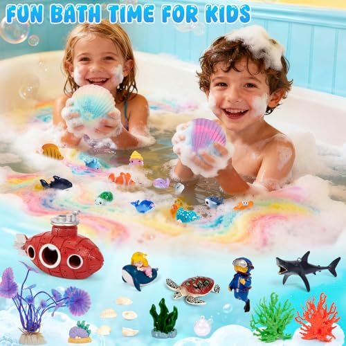 Toylink Ocean Bath Bombs for Kids with Toys Inside - 12 Pack Shell Bath Bombs with Surprise Sea Animal Toys - Handmade Bubble Bath Fizzies for Boys Girls - Birthday Christmas Gift Set Avelisse