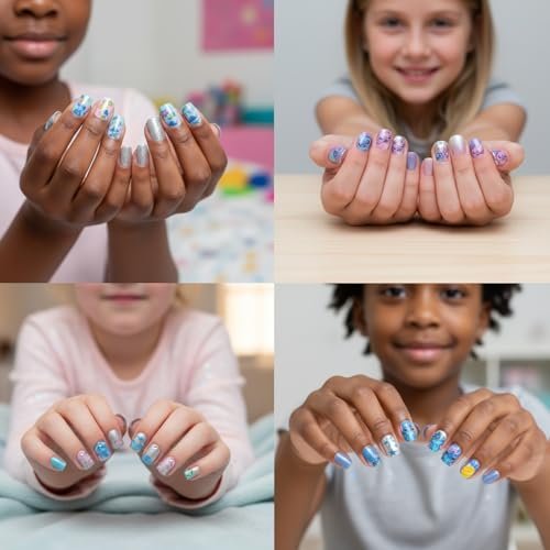 Disney Stitch 84 Pcs Glitter Glamup Metallic Press-On Nails Set for Kids, Girls, Tweens Ages 6+ by Townley Girl - görsel 12