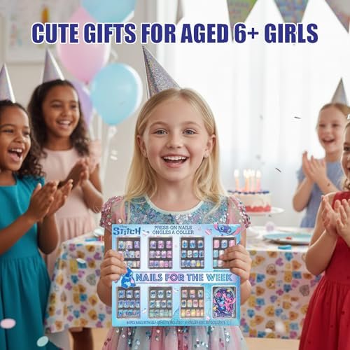 Disney Stitch 84 Pcs Glitter Glamup Metallic Press-On Nails Set for Kids, Girls, Tweens Ages 6+ by Townley Girl - görsel 16