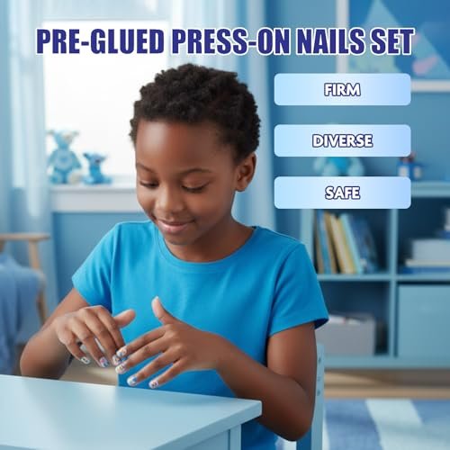 Disney Stitch 84 Pcs Glitter Glamup Metallic Press-On Nails Set for Kids, Girls, Tweens Ages 6+ by Townley Girl - görsel 8