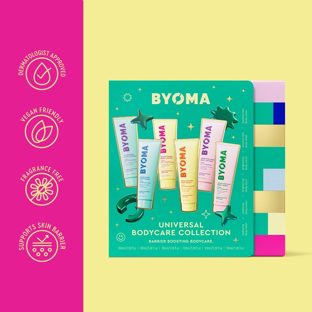 BYOMA Body Care Holiday Gift Set (6-Piece Kit) - Hydrating, Brightening & Sensitive Body Wash & Lotion - Travel Size, Supports Skin Barrier Avelisse
