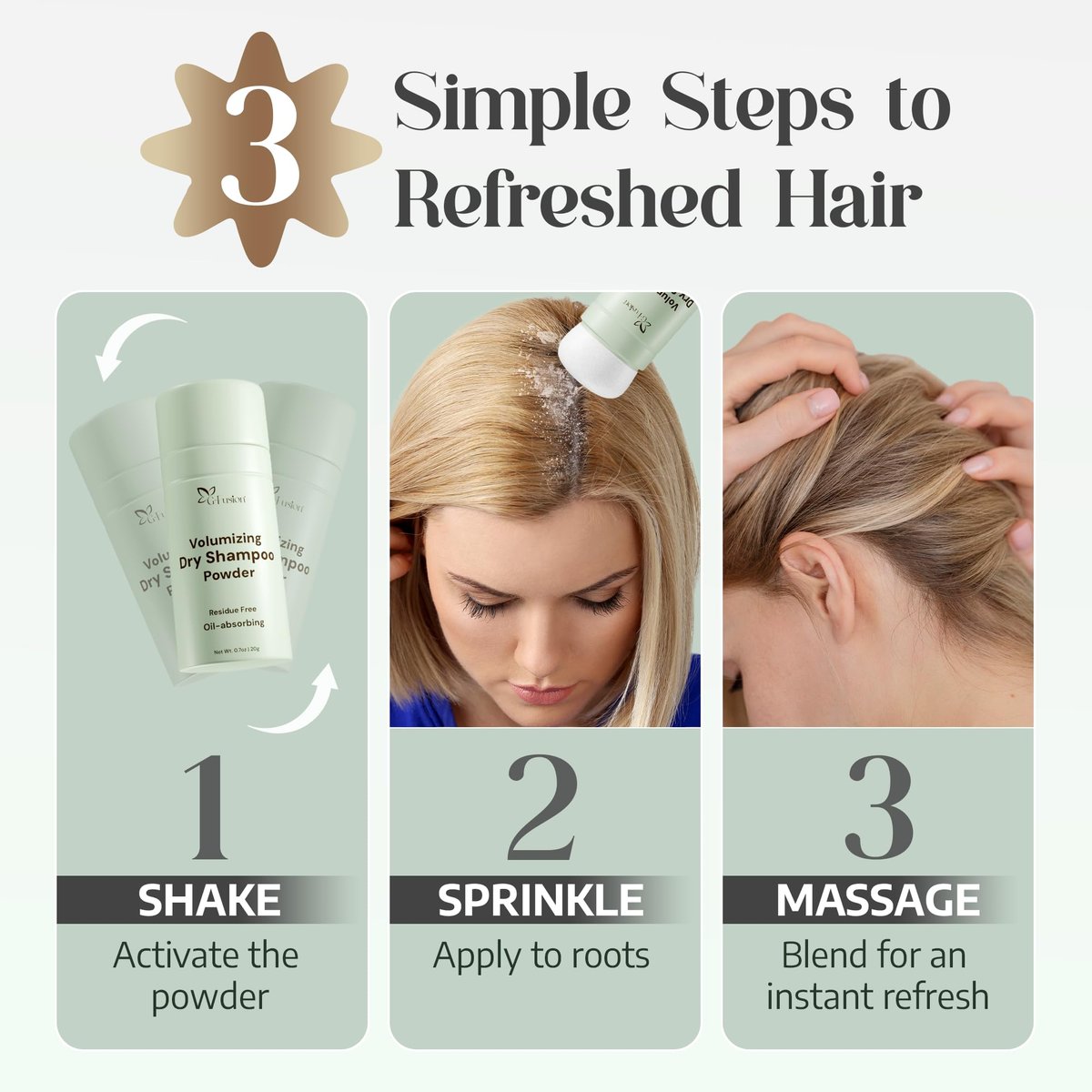 G-Fusion Volumizing Dry Shampoo Powder - Non-Aerosol, Travel Size, Oil Absorbing Hair Refresher, 0.7 oz Avelisse
