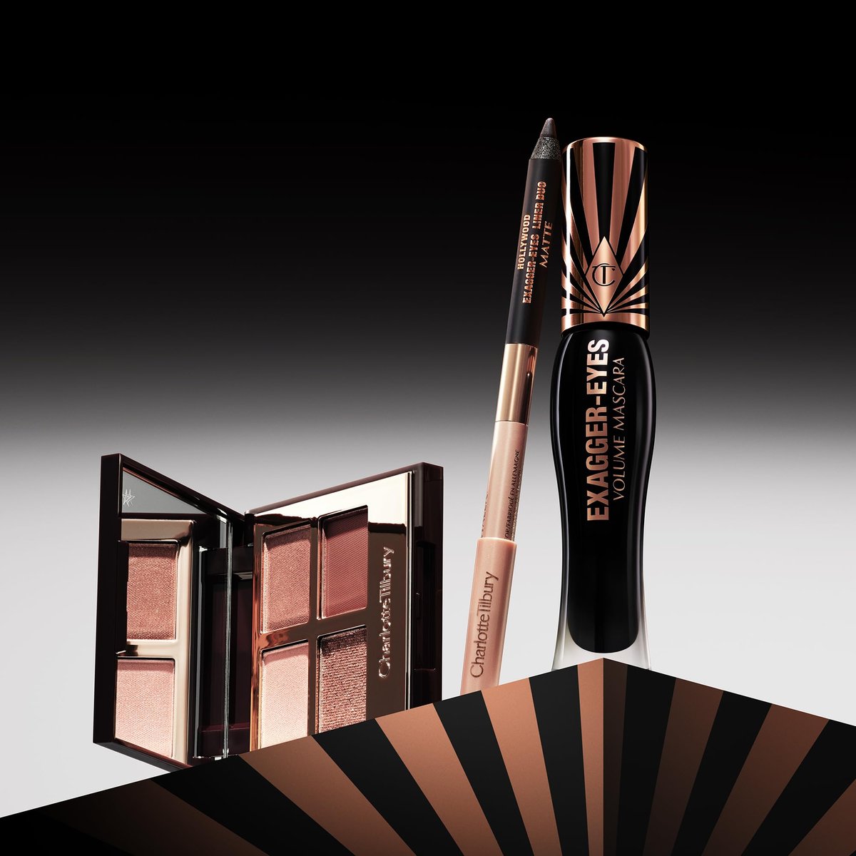 Charlotte Tilbury Bigger, Brighter Eyeshadow Palette - Exagger-Eyes - Rose Gold Shimmer & Satin Matte Quad Avelisse