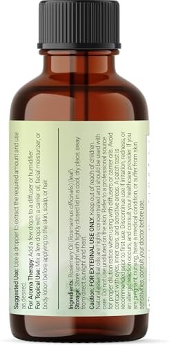 Micro Ingredients Rosemary Essential Oil for Hair, Scalp & Skin – 100% Pure & Natural, 8 fl oz with Dropper