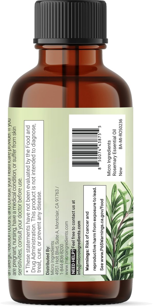 Micro Ingredients Rosemary Essential Oil for Hair, Scalp & Skin – 100% Pure & Natural, 8 fl oz with Dropper - görsel 17